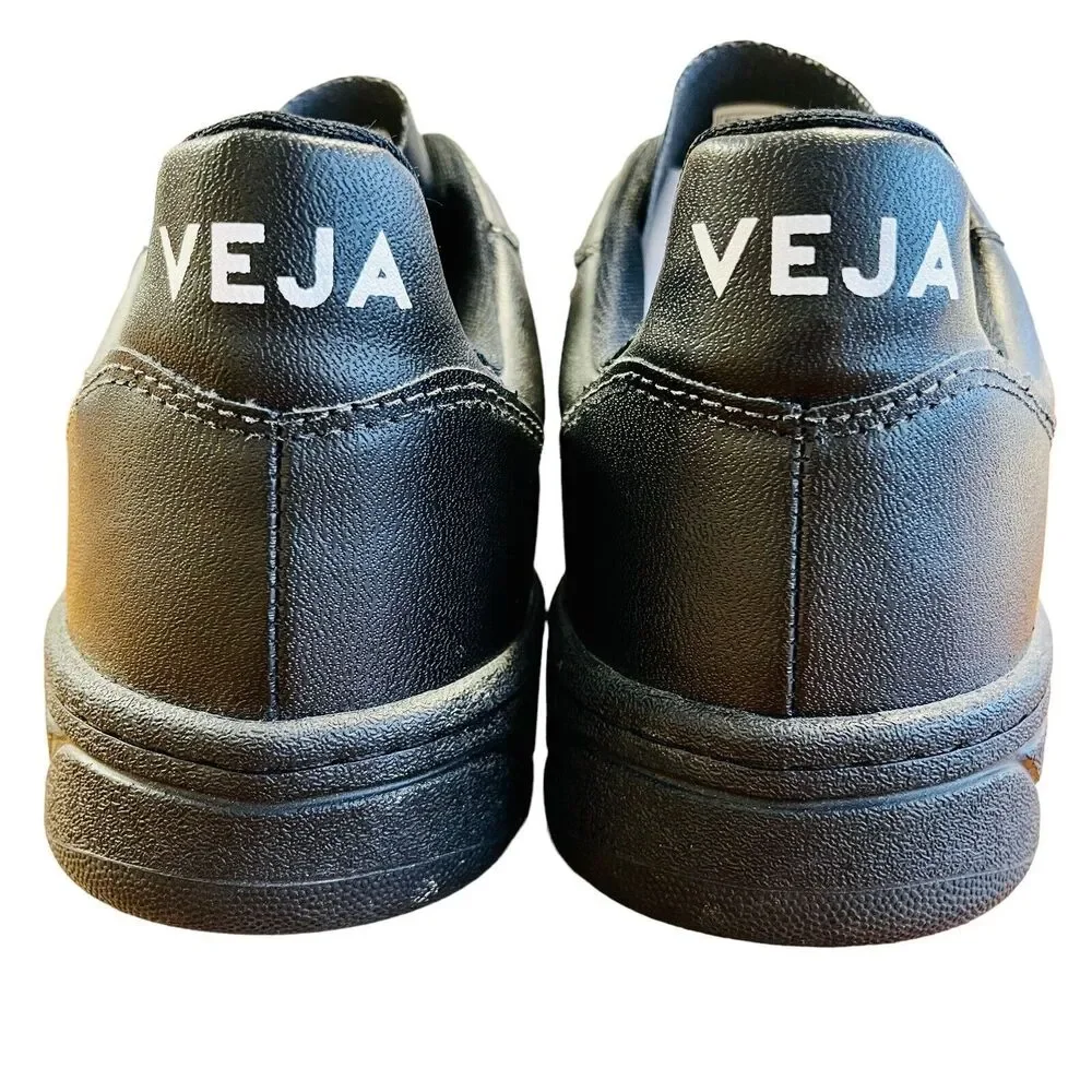 VEJA V-10 Black Leather Sneakers Shoes Lace Up Low Top Sz‎ US 10 UK 8 EU 41